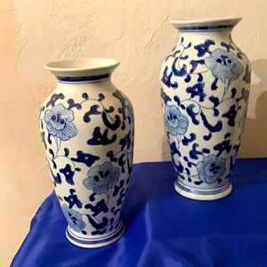 Beautiful Floral Vases. Paired to complement your oriental design.